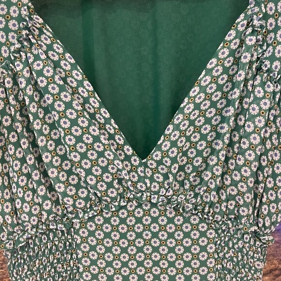 Max Studio Women Midi Dress Size Small Y2K Floral Ruffle Cottagecore Spring Boho - Picture 3 of 8